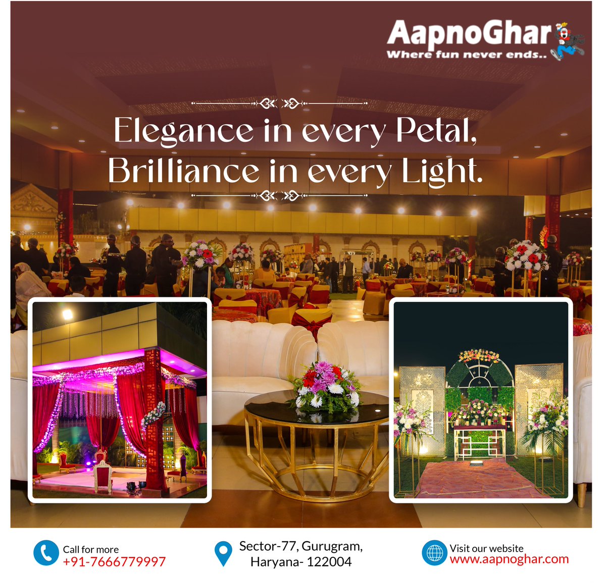 At #aapnoghar #resort 
What one see: A groom's majestic entrance
What we see: Elegant floral #decor, radiant chandeliers, and a venue bathed in golden light perfection.
🌐aapnoghar.com📲7666779997
#resortvibes #weddingseason #weddingdress #Trending #TrendingNow #gurgaon