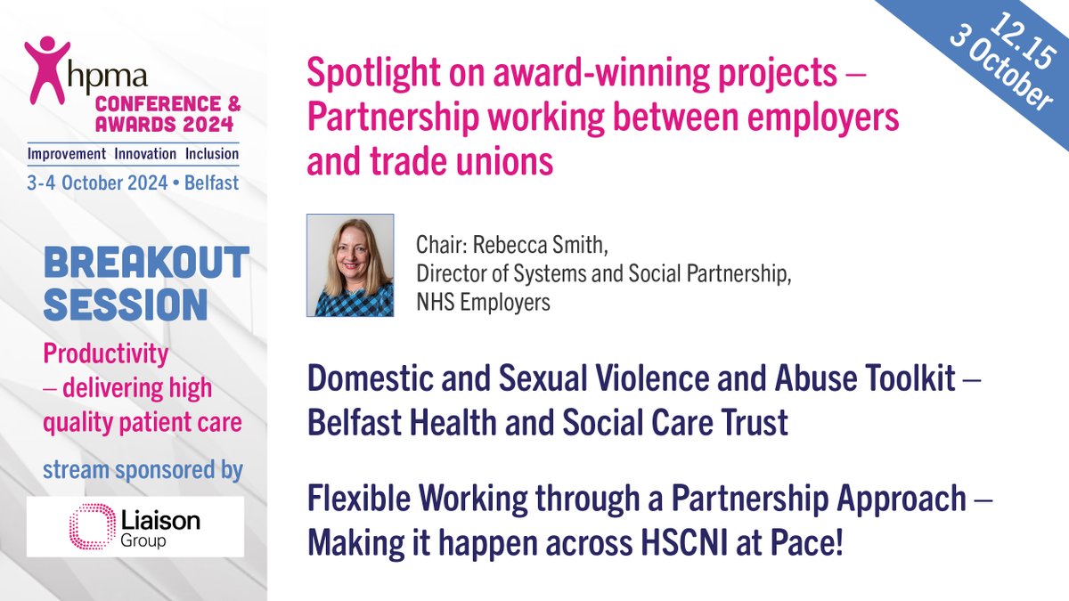 ⭐️Delegates joining us in Belfast next week for conference day one will hear from some of our past <a href="/HPMAAwards/">HPMA Awards</a> <a href="/NationalSPF/">Social Partnership Forum</a> finalists &amp; winners - shining a spotlight on their achievements in the <a href="/Liaison_Group/">Liaison Group</a> Productivity stream⭐️
#HPMA50