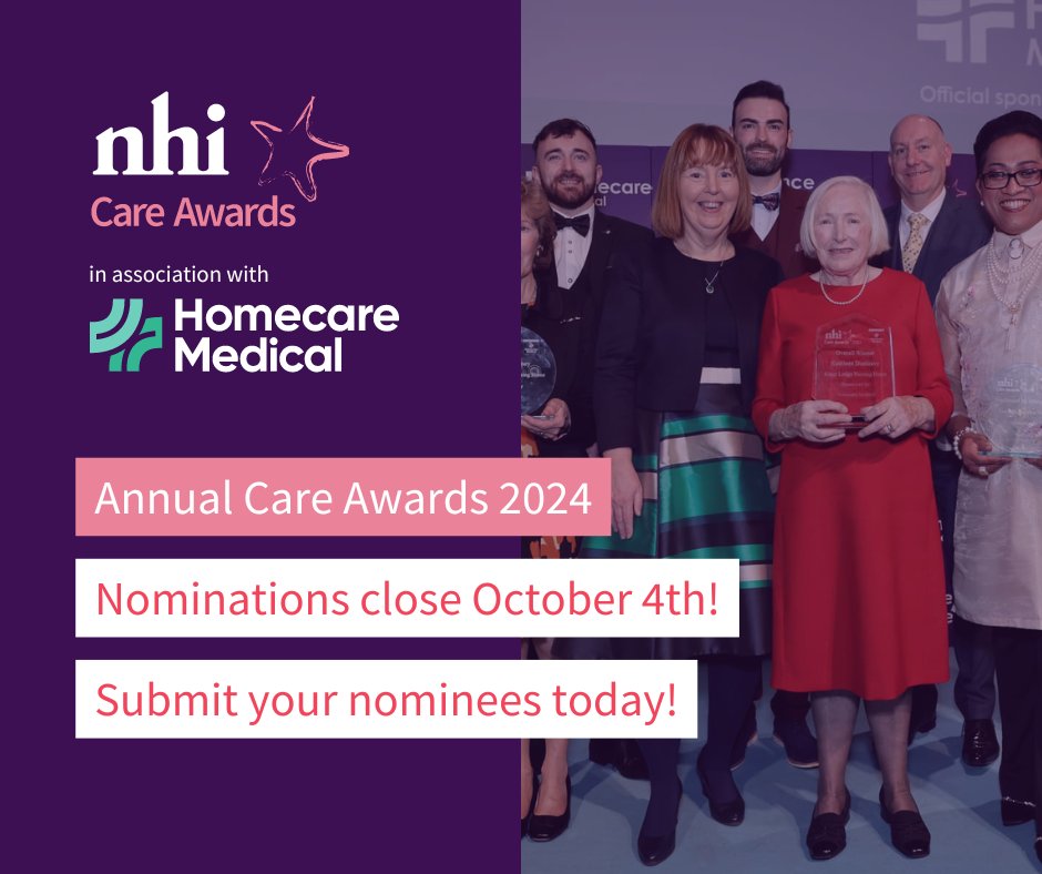 NursingHomesIre's tweet photo. 🚨 Last chance! Nominations for the NHI Care Awards, in association with Homecare Medical, close next Friday, October 4th! 🏆 

https://t.co/H5SK3ifsuI

🎟️ Plus, don’t forget to grab your tickets for the big event on November 19th! 🎉

#NHICareAwards https://t.co/KSkkmmwqgh