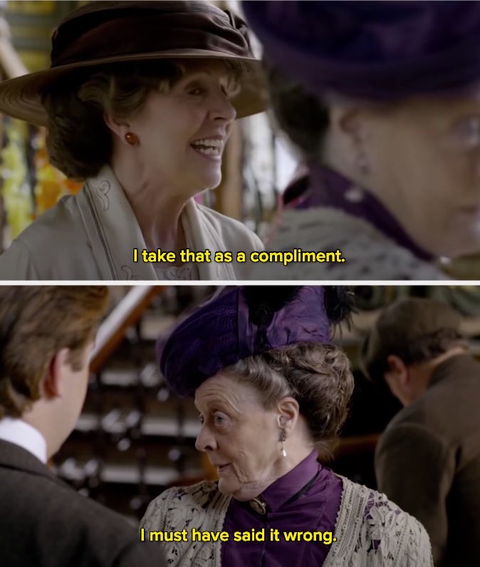 memeforhire's tweet photo. rest in peace maggie smith. your iconic one liners WERE downton abbey to me ❤️❤️❤️❤️ https://t.co/zTD715W7g1