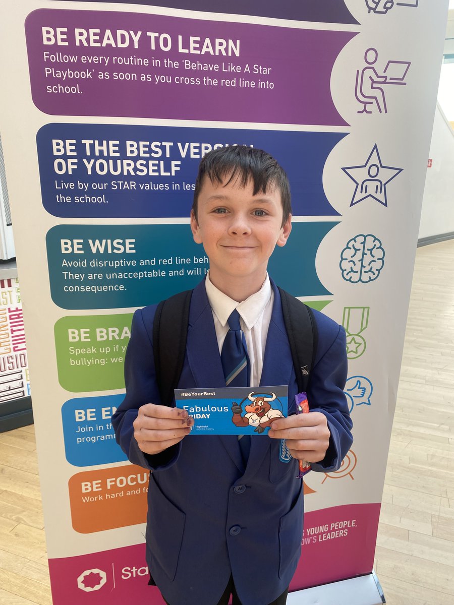 HighfieldLA's tweet photo. It's #FabulousFriday and time for #TakeABow. Delighted to see more pupils excited to showcase their work to our Principal and Vice Principal. #Ambition #ShineLikeAStar #LeadingMyLearning https://t.co/Q7muZDkKsO