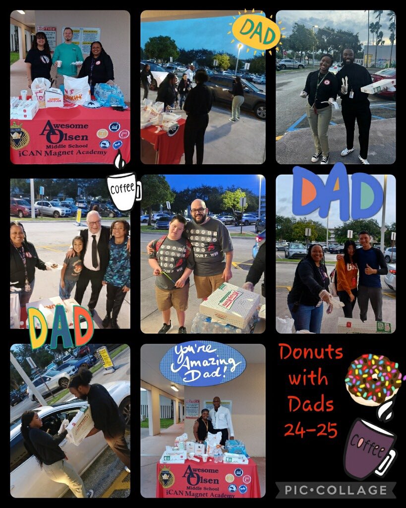 Olsen Middle proudly celebrates Dads Take Your Child to School Day! 🎉 It’s always a joy to see the smiles shared over donuts and quality time together. 🍩 Whether you're a dad, stepdad, grandpa, uncle, or mentor, your presence makes a world of difference.  #DadsDay