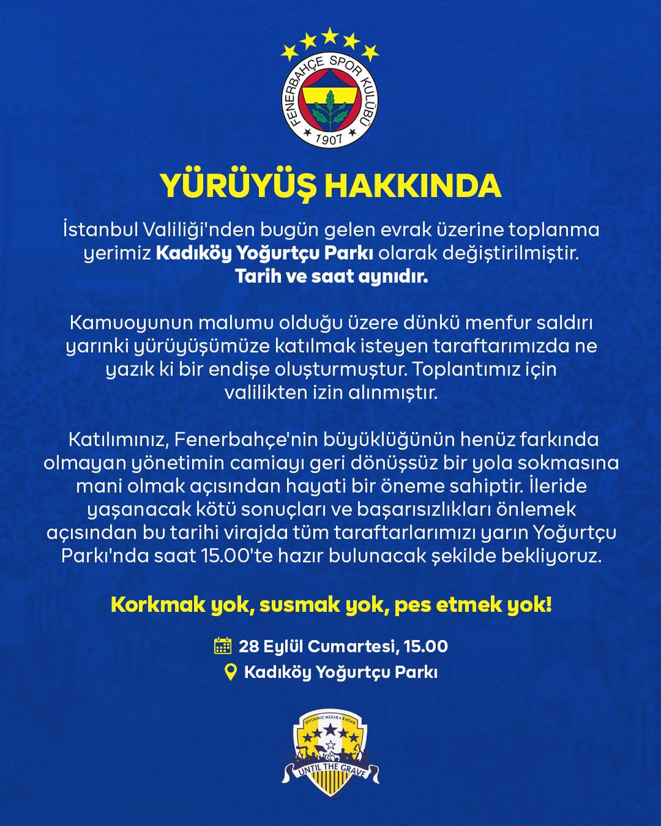 UntilTheGraveFB's tweet photo. ÖNEMLİ BİLGİLENDİRME

#taraftaristifabekliyor 
#Alikocistifa https://t.co/dgrM4jWVJH
