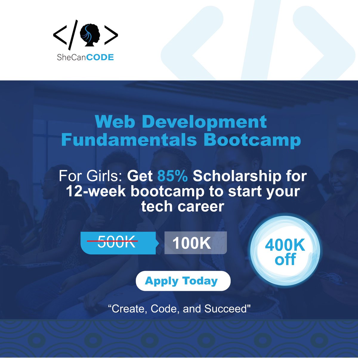 igirerwanda's tweet image. Cost can't be a barrier🚧
Achieve your tech career with our Web Development Fundamentals Bootcamp, 85% sponsored by Israel embassy to empower women in tech🫡
This is your opportunity to embark on your coding journey.
Apply now: shorturl.at/hSt40
#Codingbootcamp