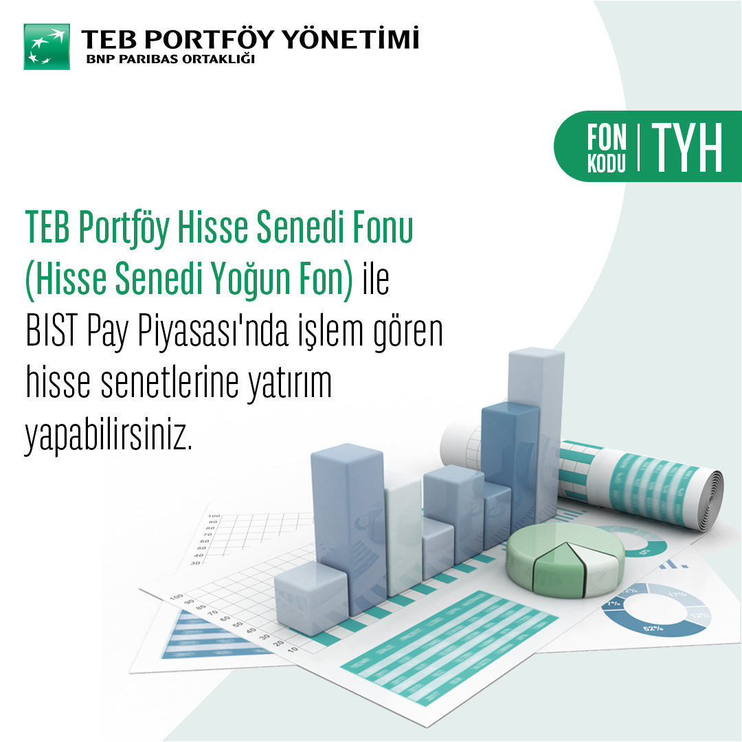 TEBPortfoy's tweet image. Orta ve uzun vadeli yatırım hedefleriniz için TEB Portföy Hisse Senedi Fonu (Hisse Senedi Yoğun Fon) ile BIST-100 endeksi performansının üzerinde getiri hedefleyebilir ve yatırım portföyünüzü birden fazla hisse senedi ile çeşitlendirebilirsiniz. #TEBPortföy #TYH