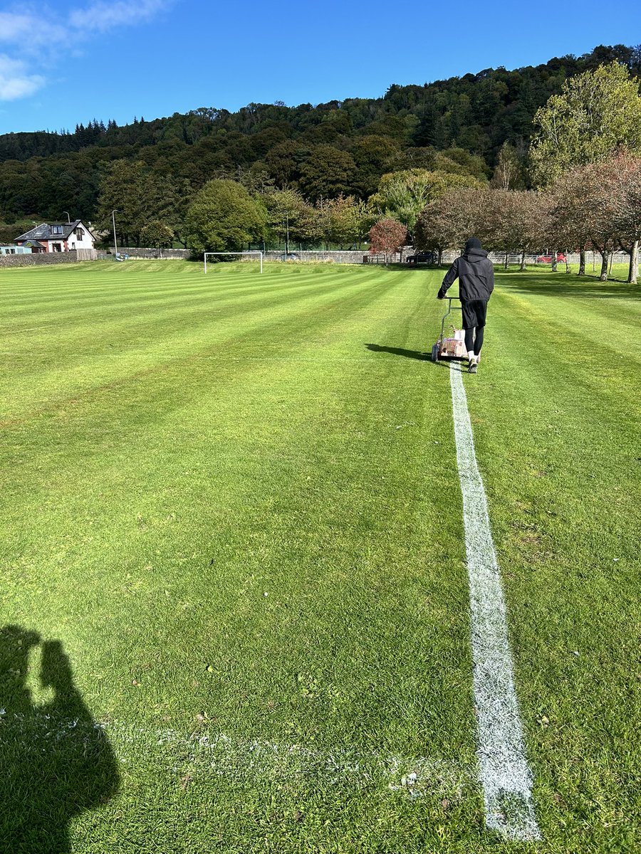 Football pitches cut in Knocentiber west Kilbride and largs with 11s 2x7s and 9s also lined in largs.