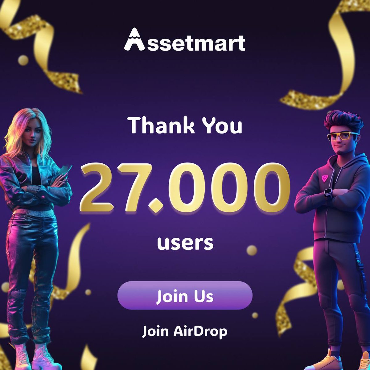 Assetmartco's tweet photo. ๐ 27,000 Strong and Growing! ๐
Weโre thrilled to announce that Asset Mart has reached 27,000 users! ๐ Thank you to everyone whoโs joined us on this journey to revolutionize virtual asset trading. The best is yet to come! ๐
Stay tuned for more updates
#AssetMart #RWVA #RWA https://t.co/bQ1BywXJoD
