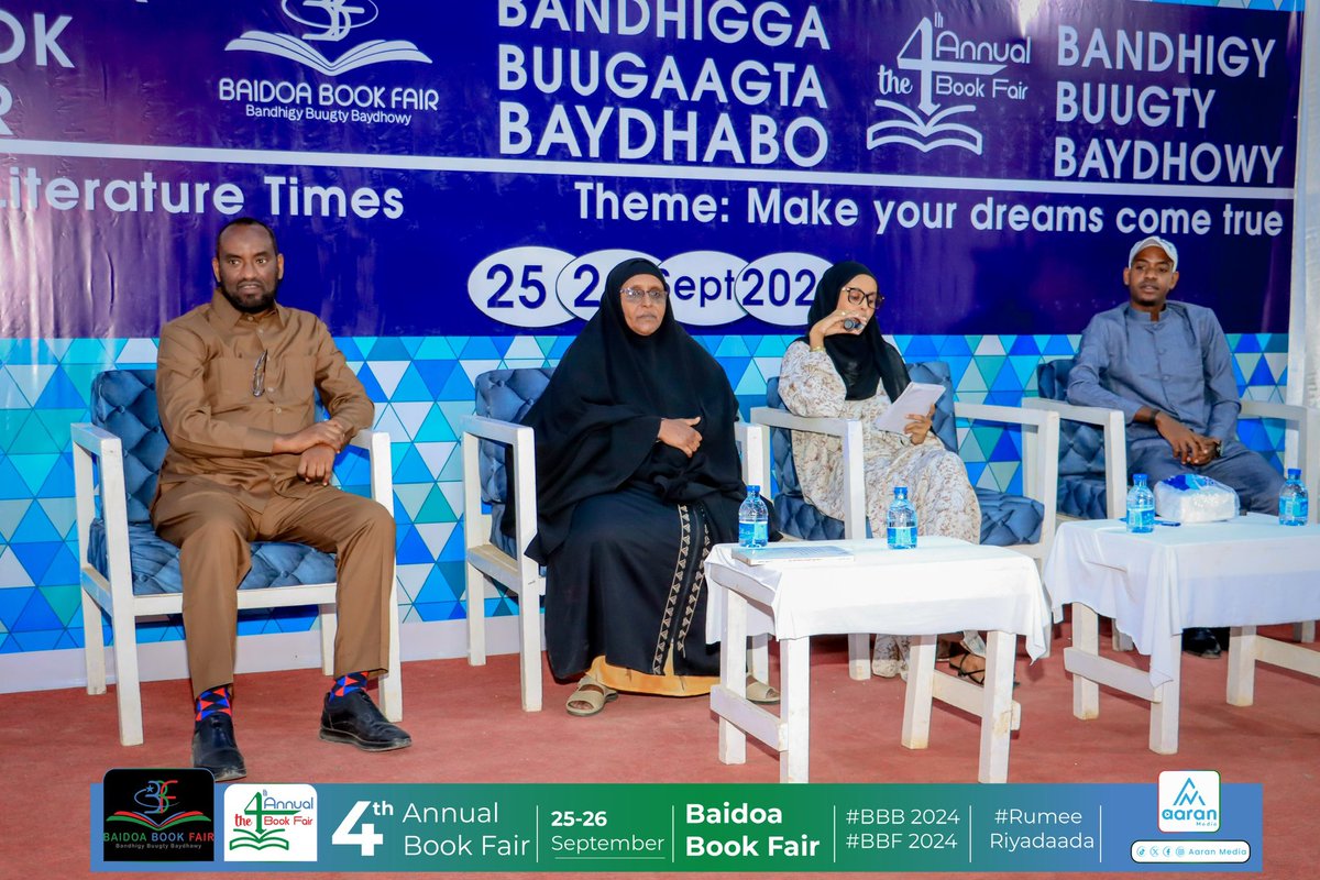 BaidoaBookFair's tweet photo. Sawirada doodda panelka ee carwada Bandhigga Buuggaagta Baydhabo

#BBB2024
#BBF2024
#BBF4th
#Baidoa_Somalia
#rumey_Riyadada
#Koofur_galbeed 
#IBS
#ibs_bank_somalia https://t.co/Ky6WdQyuCC
