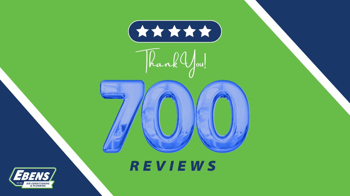 EbensAir's tweet photo. Congratulations to the Ebens team on crossing the 700 Google Review mark! 🎉

We're thankful for our customers entrusting our dedicated team with their home comfort needs.

#EbensPromise https://t.co/WnxWBkmEzl