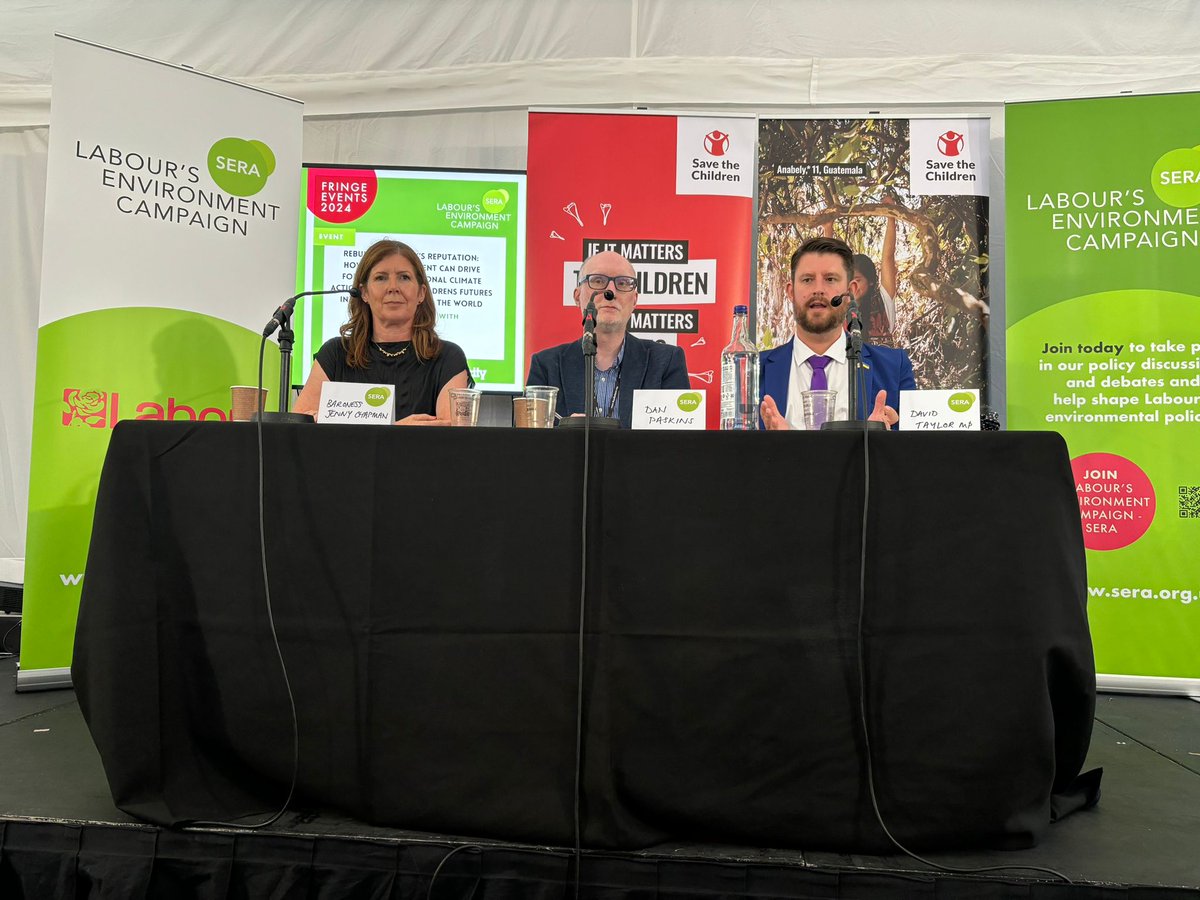 Globally, children are bearing the brunt of the climate crisis that they did not cause. 

Brilliant discussion with <a href="/JennyChapman/">Jenny Chapman</a> and <a href="/DavidTaylor85/">David Taylor MP</a> with <a href="/serauk/">Labour's Environment Campaign - SERA</a> at Labour Party Conference on turning words into action to make the UK's climate and development ambition a reality