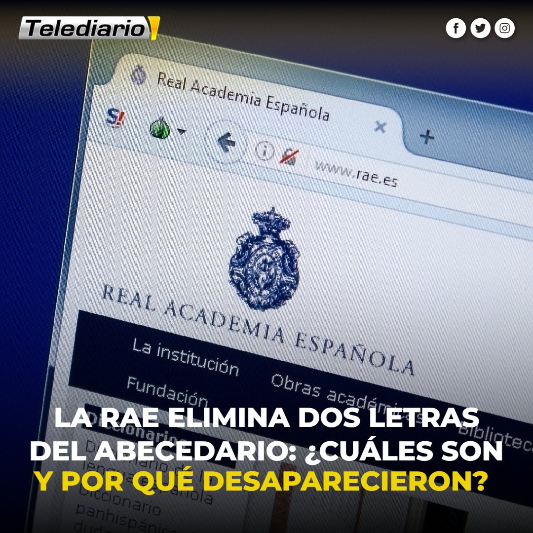 TelediarioGT's tweet photo. La #RAE elimina dos letras del #abecedario, ¿cuáles son y por qué? 😱🤔➡ https://t.co/m11CkmbNry https://t.co/tZOxn2RdVX