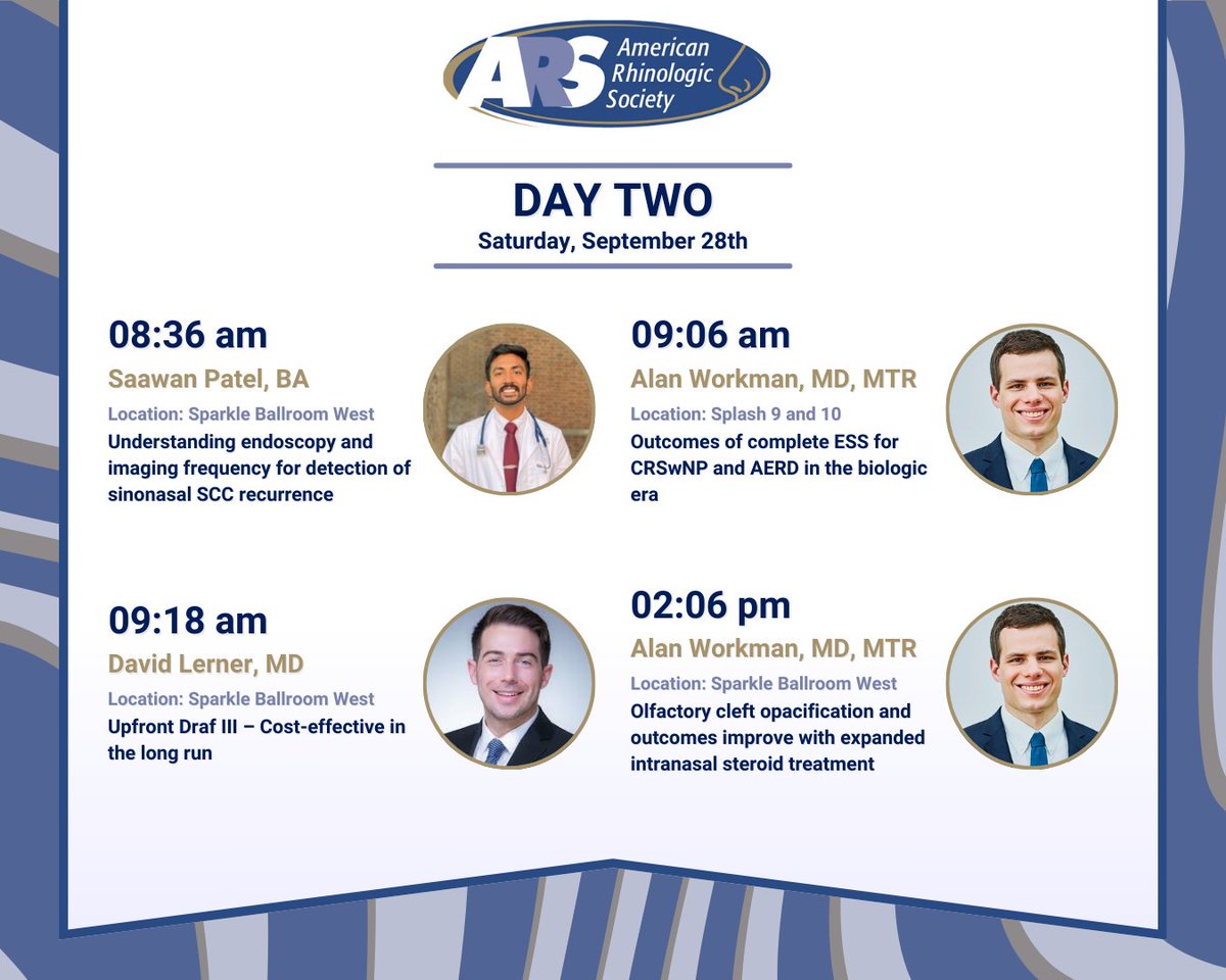 Penn Rhinology (@pennrhinology) on Twitter photo Take a look at our line-up of presenters at this weekend's <a href="/AmRhinoSociety/">American Rhinologic Society</a> 70th Annual Meeting at Fontainebleau Miami Beach! ππ΄
#Rhinology #ARS #OTOMTG24 #IamOTO #SkullBase Take a look at our line-up of presenters at this weekend's <a href="/AmRhinoSociety/">American Rhinologic Society</a> 70th Annual Meeting at Fontainebleau Miami Beach! ππ΄
#Rhinology #ARS #OTOMTG24 #IamOTO #SkullBase