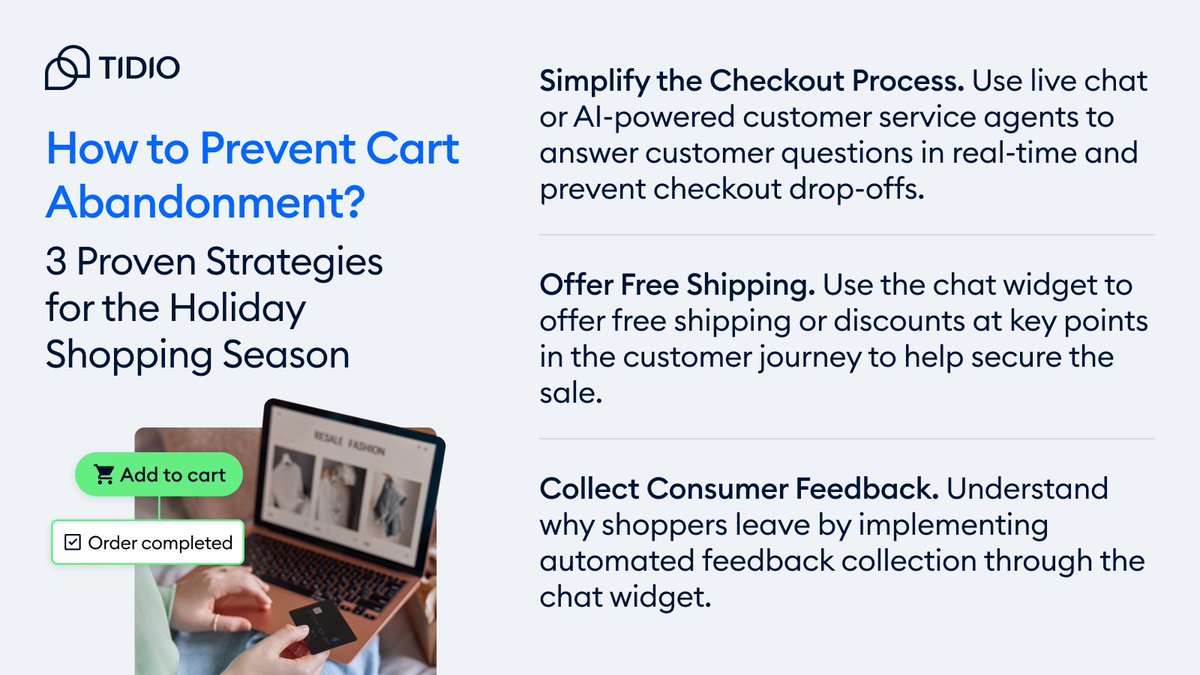A secret tip for boosting #HolidaySales: 🚫 stop cart abandonment before it starts. Why should this be your top priority? Because it can hurt your sales faster than any competitor ever could. Good news—you can prevent it! Read how below:

#EcommerceStrategy #SalesTips #AI