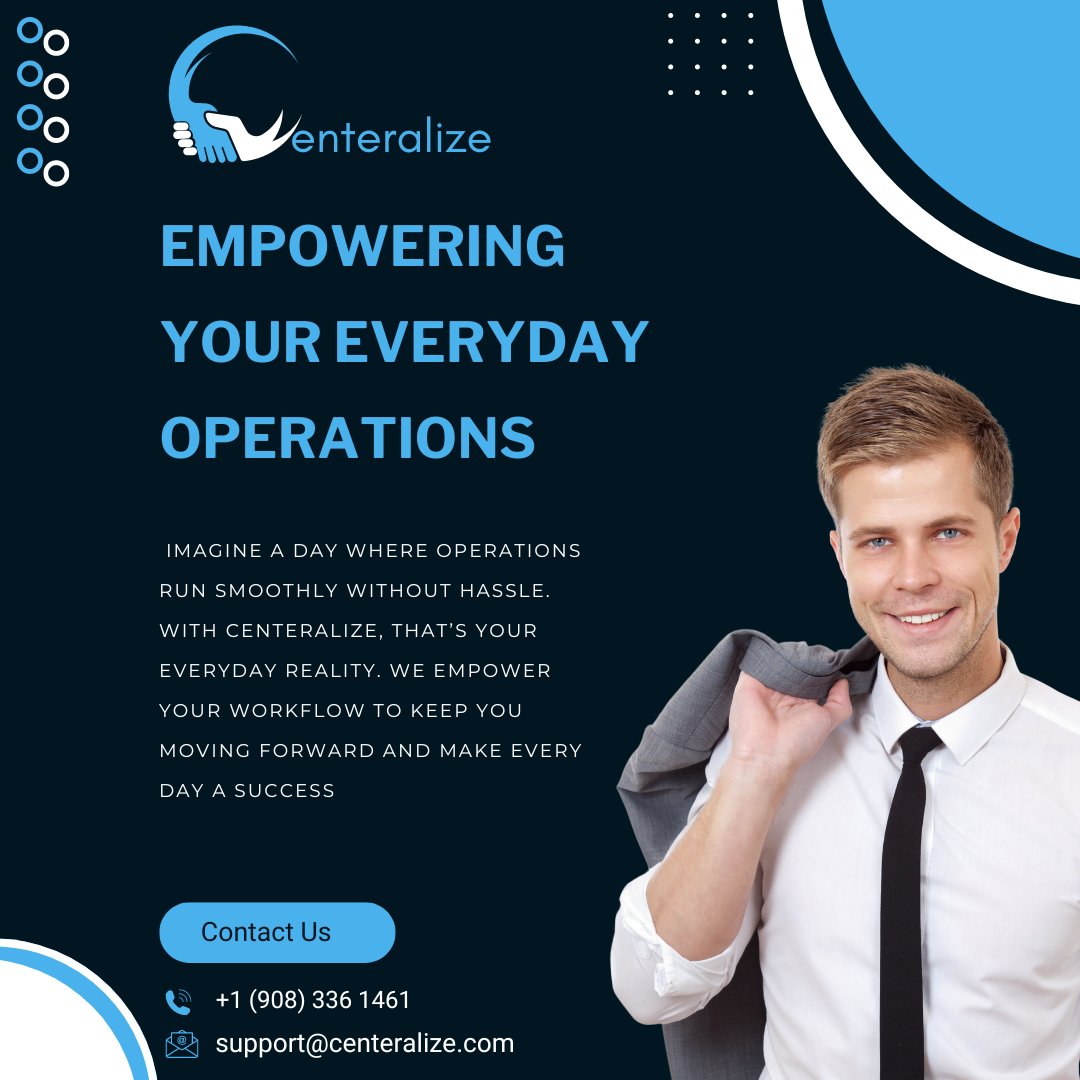 CenteralizeX's tweet image. With Centeralize, your daily operations become smooth and hassle-free. Empower your workflow, boost productivity, and achieve daily success effortlessly. Ready to transform your everyday tasks? Let’s get started! #EmpowerOperations #EffortlessWorkflow #DailySuccess #Centeralize