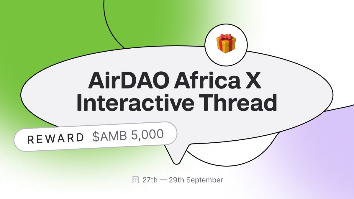 AscendiaAfrica's tweet photo. 💥AirDAO Africa Interactive thread! 💥 Think you're a pro and understand so much about AirDAO ecosystem? 

Time to prove it! 😎 
Answer all the questions below and you could win a whopping 5,000 $AMB! 🚀 https://t.co/PPsIxavXya