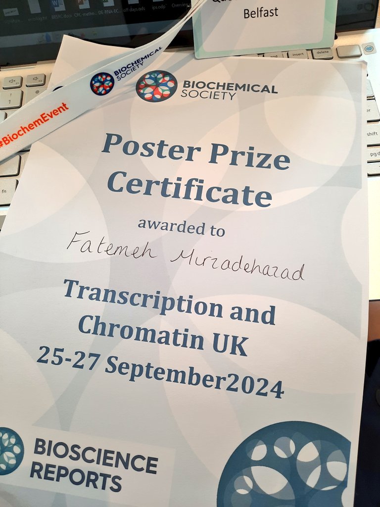 Fatemeh Mirzadeh (@ftmirzadeh) on Twitter photo Itβs been a fantastic experience sharing our research at <a href="/YAtlasi/">Yaser Atlasi</a>'s lab <a href="/QubPGJCCR/">The Patrick G Johnston Centre for Cancer Research</a> on the #epigenetic reprogramming of drug tolerant persister #CRC cells at #transcriptionandchromatinUK 2024. Thanks to <a href="/BiochemSoc/">Biochemical Society</a> for organizing this event. Oh, and I won the poster prize! Itβs been a fantastic experience sharing our research at <a href="/YAtlasi/">Yaser Atlasi</a>'s lab <a href="/QubPGJCCR/">The Patrick G Johnston Centre for Cancer Research</a> on the #epigenetic reprogramming of drug tolerant persister #CRC cells at #transcriptionandchromatinUK 2024. Thanks to <a href="/BiochemSoc/">Biochemical Society</a> for organizing this event. Oh, and I won the poster prize!