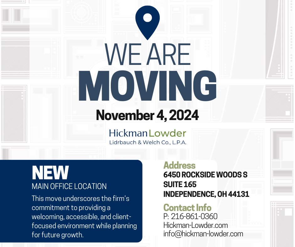 We are excited to share some important news with you! Hickman Lowder is moving its main office to Independence, Ohio on November 4, 2024. Learn more at hickman-lowder.com/blog/2024/09/h…