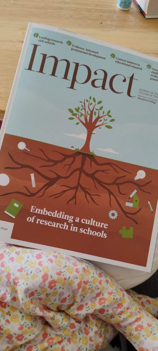 Nap-trap reading for today - latest Impact from <a href="/CharteredColl/">Chartered College of Teaching</a> arrived! Looking forward to this one, hoping to set up a teacher journal club once I'm back from mat leave 🤞 so this edition is extra exciting! #NerdAlert