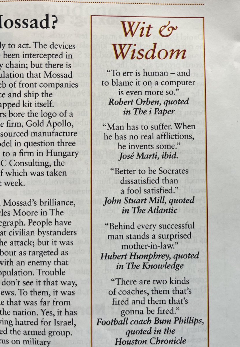 Kester Brewin (@kesterbrewin) on Twitter photo A good week for <a href="/TheWeekUK/">The Week UK</a> - fully 1/3 of the weekly 'Wit and Wisdom' quotes are from women. Often struggles to get above 20%.
In snapshot - an oversight? But, over time, it seems to morph into an editorial position: women are not as witty, and not as wise? Please try harder. A good week for <a href="/TheWeekUK/">The Week UK</a> - fully 1/3 of the weekly 'Wit and Wisdom' quotes are from women. Often struggles to get above 20%.
In snapshot - an oversight? But, over time, it seems to morph into an editorial position: women are not as witty, and not as wise? Please try harder.