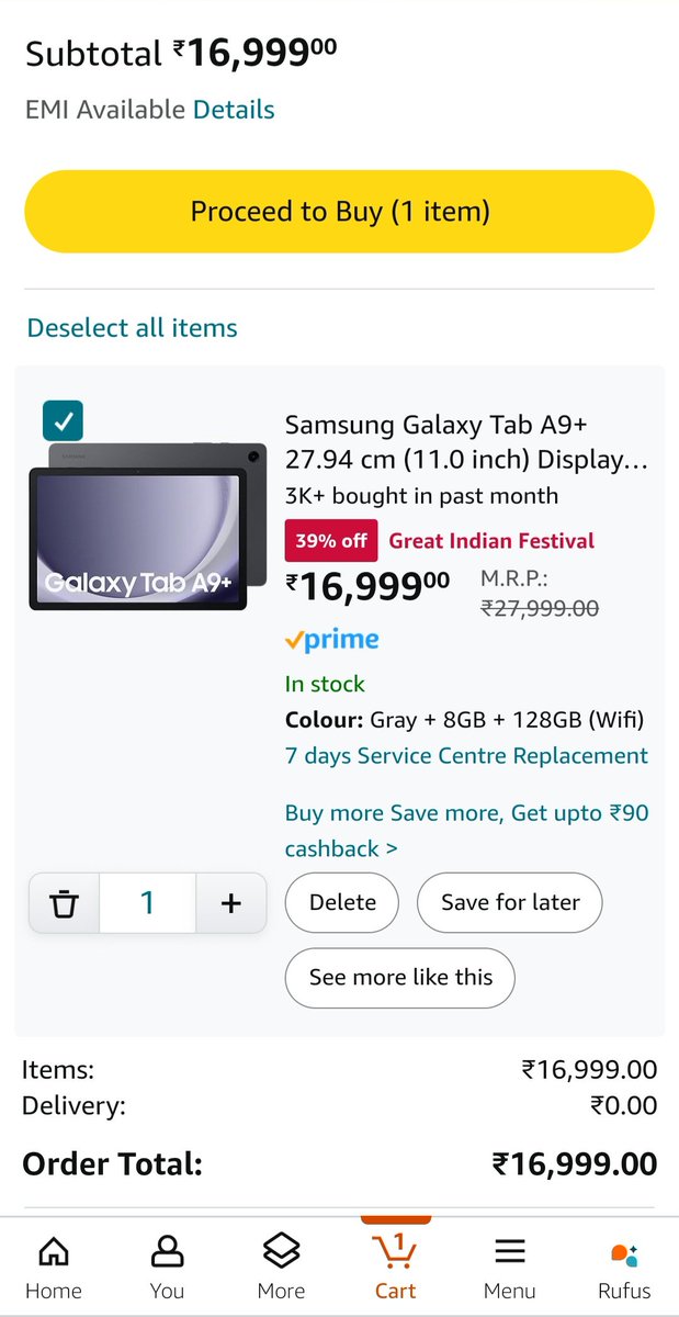 sailokesh9999's tweet photo. @amazonIN Here's my Amazon Cart Screenshot 🤞
#TaiyaariKaTyohaar #AmazonGreatIndianFestival @AmazonIN
#ContestAlert https://t.co/xYqXBKNoZJ