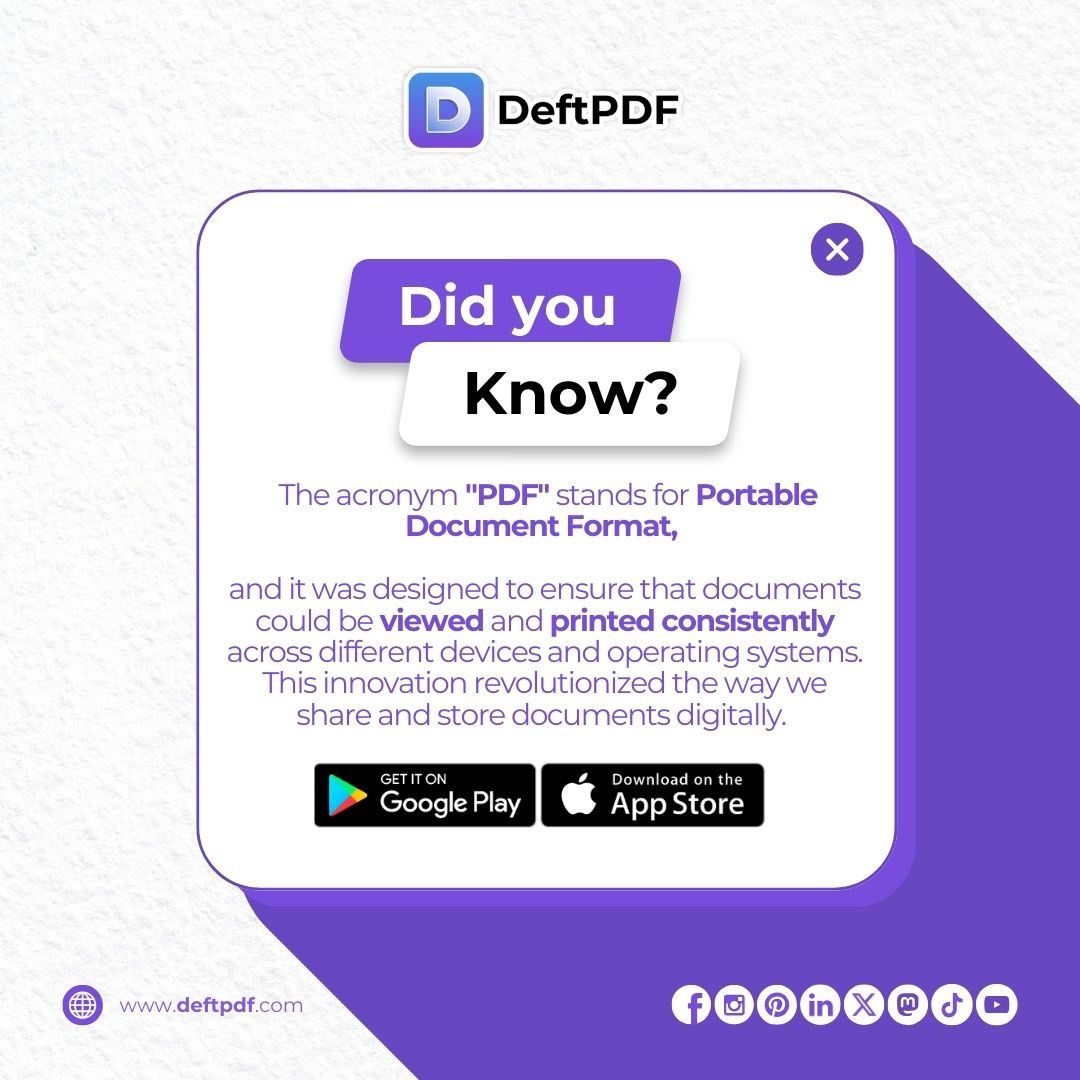 DeftPdf's tweet image. Did you know? The acronym &apos;PDF&apos; stands for Portable Document Format! Simplify your document management with DeftPDF—convert, edit, and share your PDFs effortlessly.

Discover the power of PDFs at deftpdf.com today!

#DeftPDF #PDFConversion #PDFExtraction