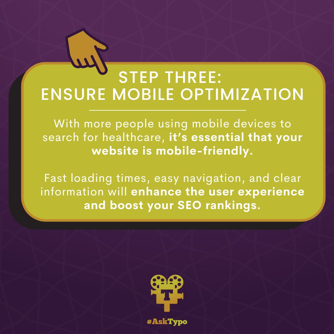 TypoDuctions's tweet photo. Looking to improve your healthcare facility's website visibility? 🚀 Our latest post breaks down essential strategies to help you optimize your site for better search engine rankings. From keyword usage to mobile optimization, we’ve got you covered!

#TypoDuctions https://t.co/Y7184zKg8q