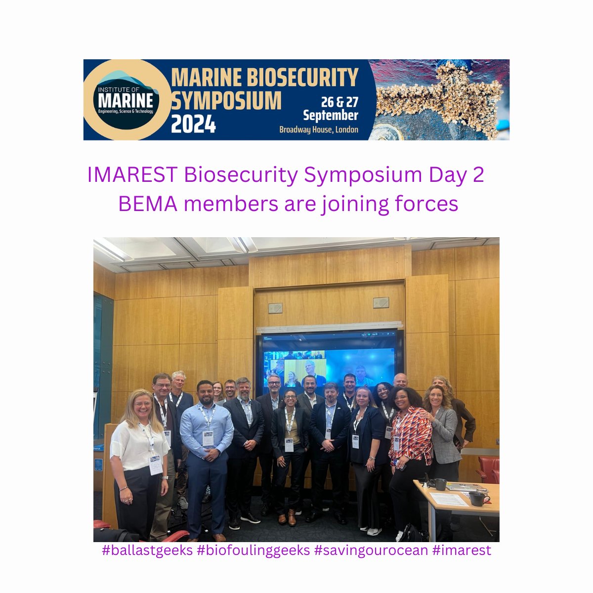 Day 2 of <a href="/IMarEST/">IMarEST</a>  Biosecurity Symposium Congratulate to all of our Our Charter, Full and Associate members participating and engaging in #ballastwater and #biofouling discussions. #invasivespecies