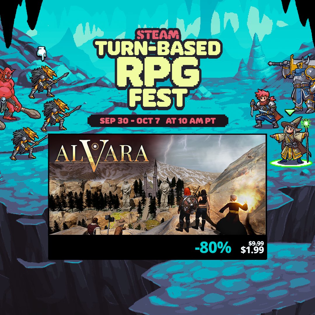 mondesdalvara's tweet image. 🚨 Hey Alvarians! We&apos;re thrilled to announce that Alvara is getting a huge discount for the Steam Turn-Based RPG Fest! 🎮 Don&apos;t miss out ! 🌟 #SteamFest #TurnBasedRPG #gamedev #indiegamedev  #indiegames #Alvaragame #rpg #rpggame #indiedev #ロールプレイング
store.steampowered.com/app/2527640/Al…