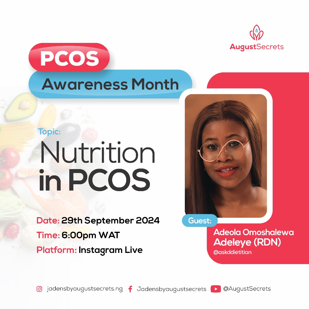 AugustSecrets (@august_secrets) on Twitter photo #PCOS affects 8-13% of women of reproductive age.
While the exact cause remains unknown, the good news is that some lifestyle changes can make a big difference.
Join us on IG live as we discuss: Nutrition in PCOS with the amazing <a href="/askddietitian/">@askddietitian</a>
29th September, 2024
6pm WAT #PCOS affects 8-13% of women of reproductive age.
While the exact cause remains unknown, the good news is that some lifestyle changes can make a big difference.
Join us on IG live as we discuss: Nutrition in PCOS with the amazing <a href="/askddietitian/">@askddietitian</a>
29th September, 2024
6pm WAT