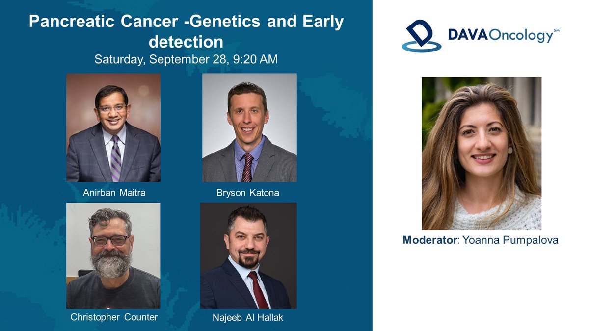 DAVA Oncology (@davaonc) on Twitter photo Starting Now: Pancreatic Cancer -Genetics and Early detection
Moderated by: Dr. Yoanna Pumpalova <a href="/Columbia/">Columbia University</a>
#DAVAGI Starting Now: Pancreatic Cancer -Genetics and Early detection
Moderated by: Dr. Yoanna Pumpalova <a href="/Columbia/">Columbia University</a>
#DAVAGI