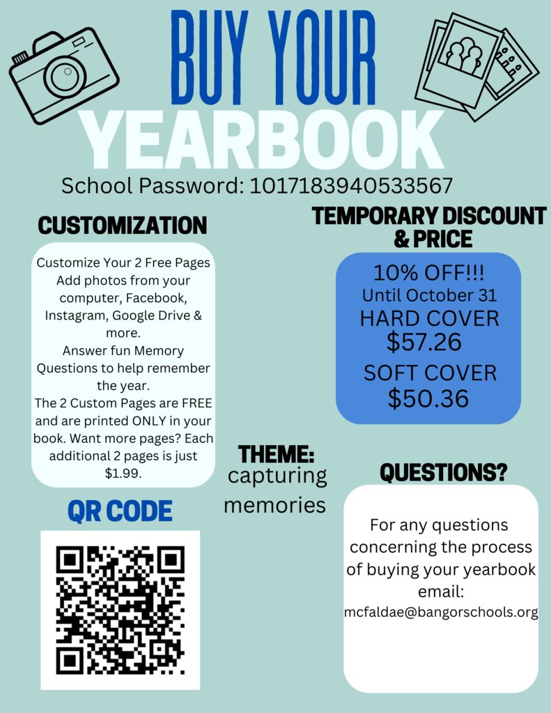 The 2024-25 Yearbook is now available for purchase.  Please see attached flyer for details!!