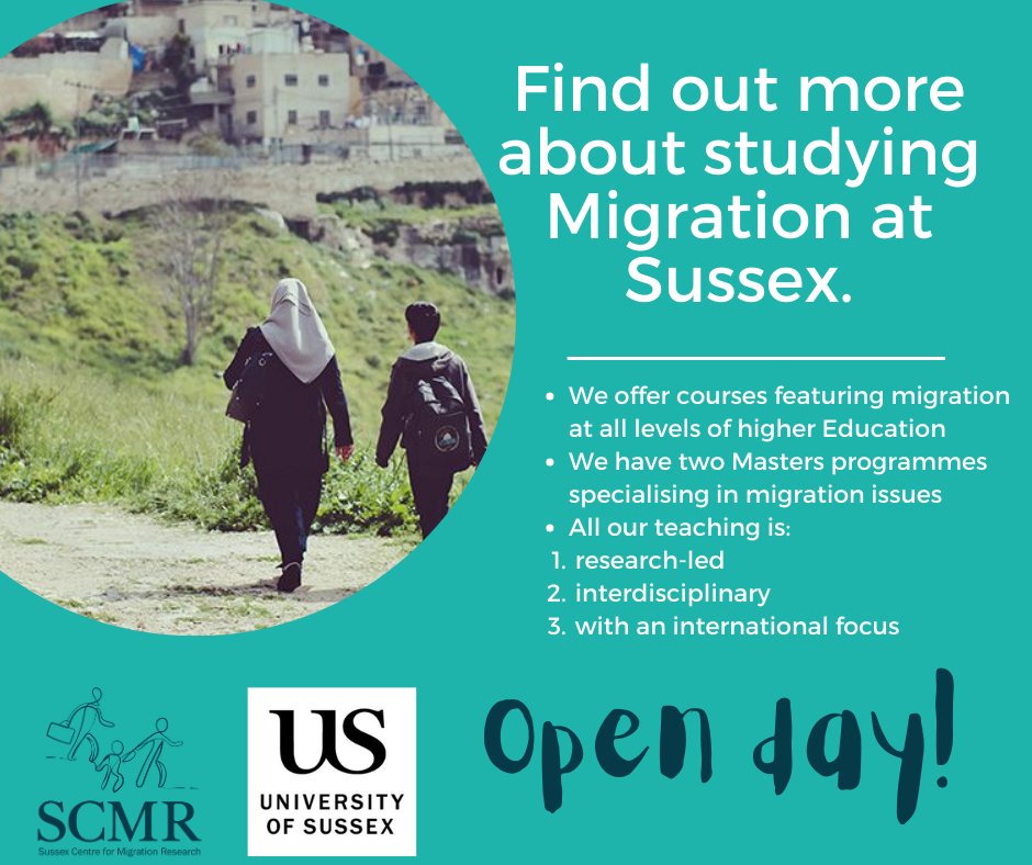 Do you want to pursue a Master in migration? we have two! Learn more about what we offer at our Open Day on November 23rd. Register sussex.ac.uk/study/visit-us…