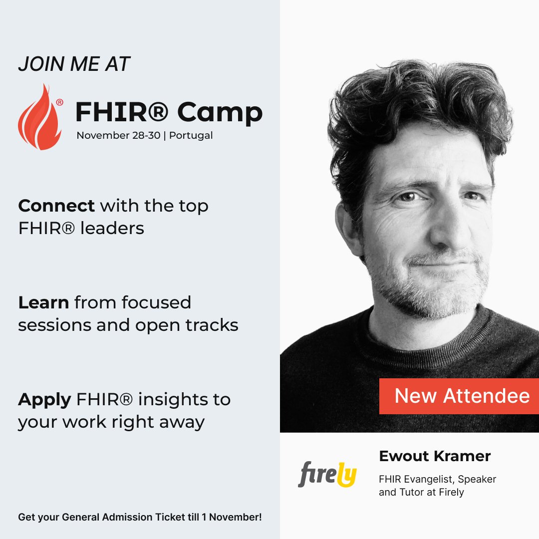 Ewout Kramer, a renowned FHIR expert and evangelist, is joining us at FHIR Camp 2024. Now, all we need is you to make it complete! Register now and secure your General Admission Ticket: hubs.li/Q02RlWKC0