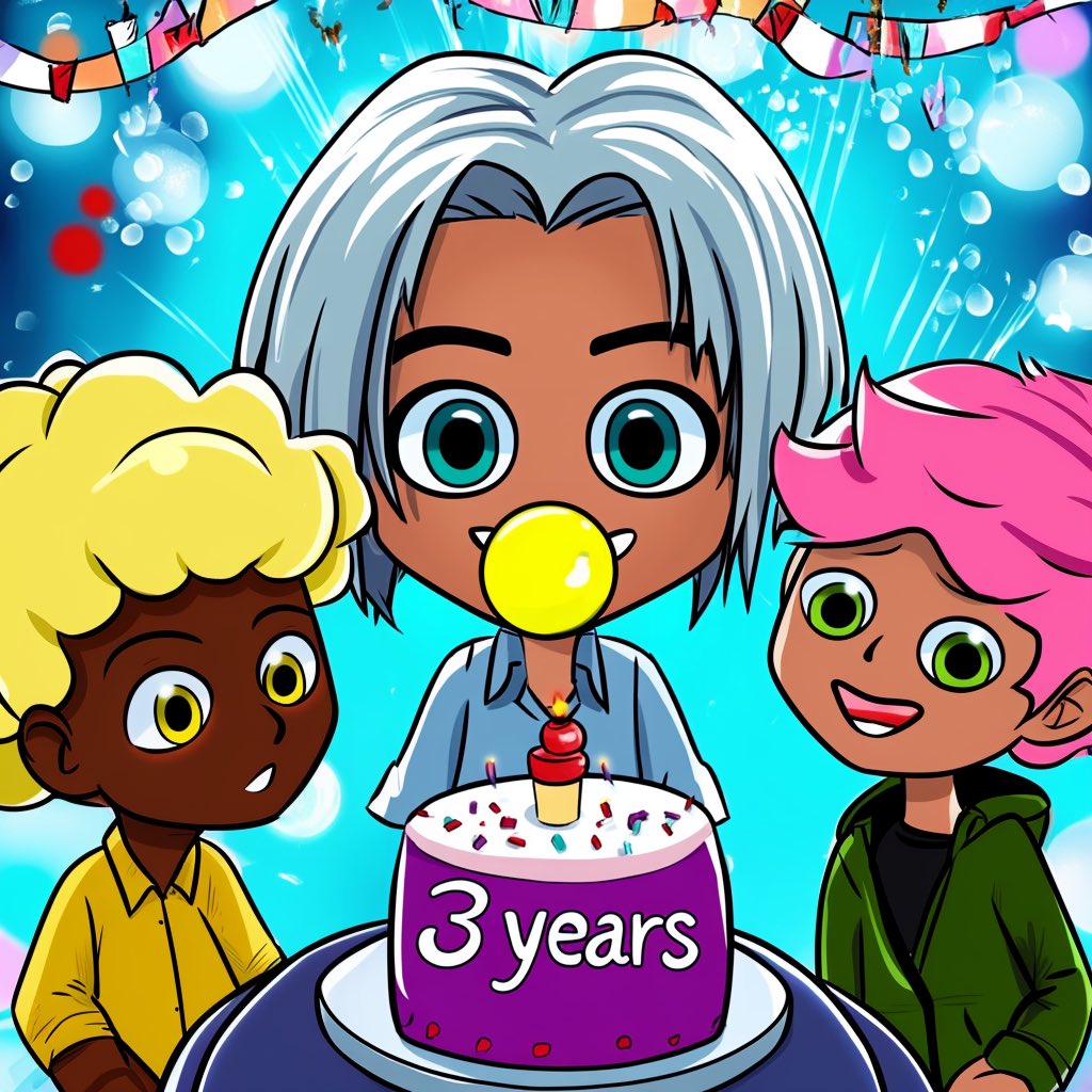 🎈 🎈   We’re turning 3   🎈 🎈 

The BubblegumKids are growing up fast

Sept 30th is our 3 year anniversary and you 🫵🏼 are invited 

Join us on Spaces for an update on the Kids Book, IRL Gum brand/collabs, and more (Maybe even a few giveaways 👀)

Link below 👇🏼