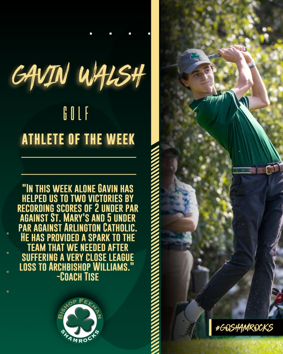 Athletes of the Week! Gavin and Jordan have played big roles in their teams' success so far this season. <a href="/Feehan_Fhockey/">Bishop Feehan Field Hockey</a> <a href="/Feehan_Golf/">Bishop Feehan Golf</a> #GoShamrocks