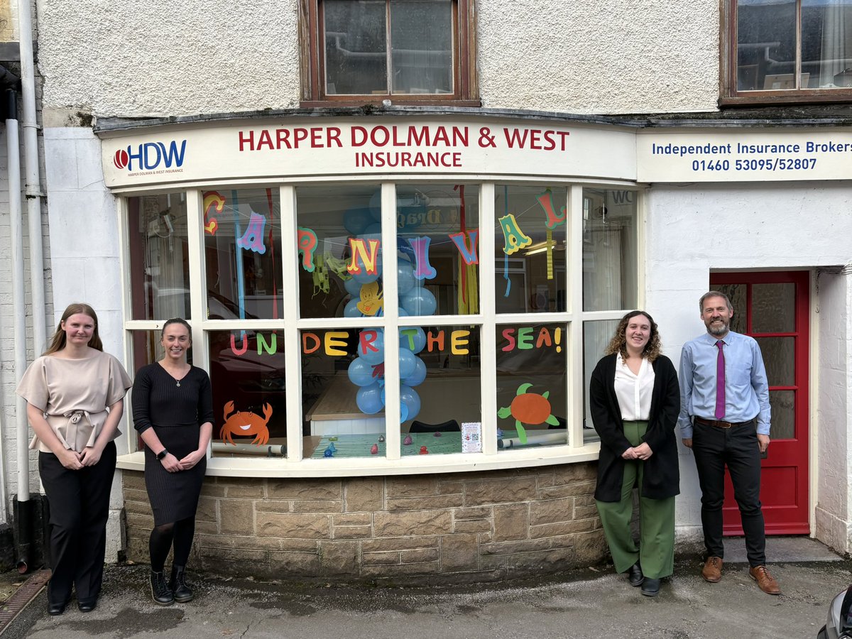 HDWInsurance's tweet photo. The office window is ready for carnival week. Hope you like it.  Do come and have a look and pop in and tell us what you think. https://t.co/O0qzQLhXz1