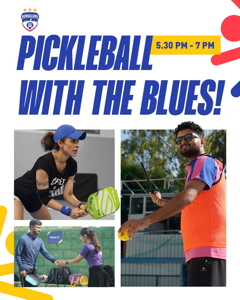 bengalurufc's tweet photo. More fun at the BFC fanzone! 🎾 Head over the Fortress on Saturday, where some of our Blues are set to join you for a game of Pickleball! 🔵

Get your 🎟️ to watch #BFCMBSG from here: https://t.co/ADh769agVZ

#WeAreBFC #ನೀಲಿಎಂದೆಂದಿಗೂ https://t.co/wCMDgEQNfY