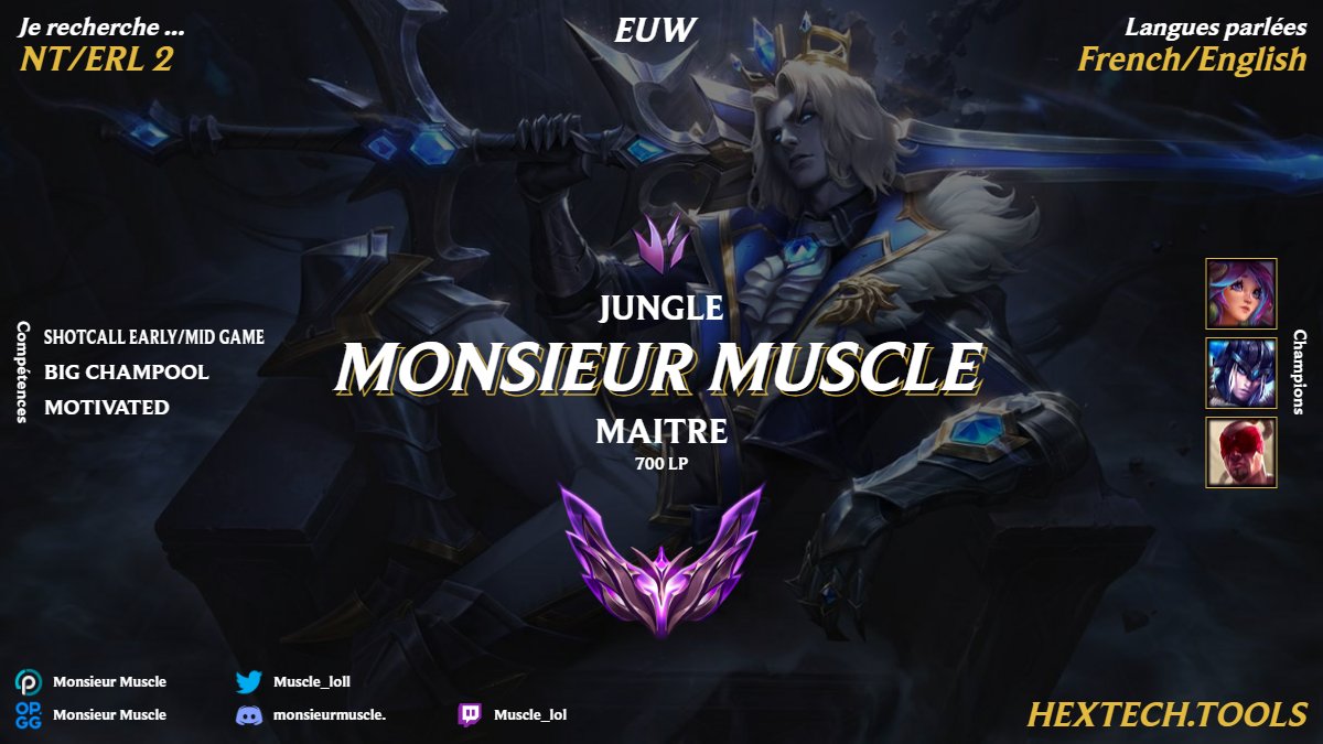 Yo , je suis LFT pour la next season pour du NT/ERL 2 
Je suis super motivé a improve en team et individuel
(Peak elo 700 , average 500lp )
Réfs : <a href="/KaTaShi_6/">Katashi</a> <a href="/Senkuu_lol/">Senkuu</a> <a href="/ShLaYa/">ShLaYa 🍥</a> 
Like and RTs are appreciated ❤️