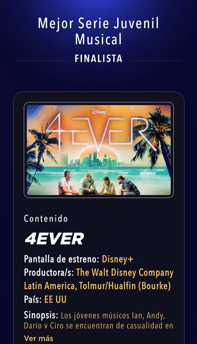4EVER DE CNCO finalista en la categoría de "Mejor serie juvenil musical" y mejor tema musical de serie y Miniserie en PP24 🤍