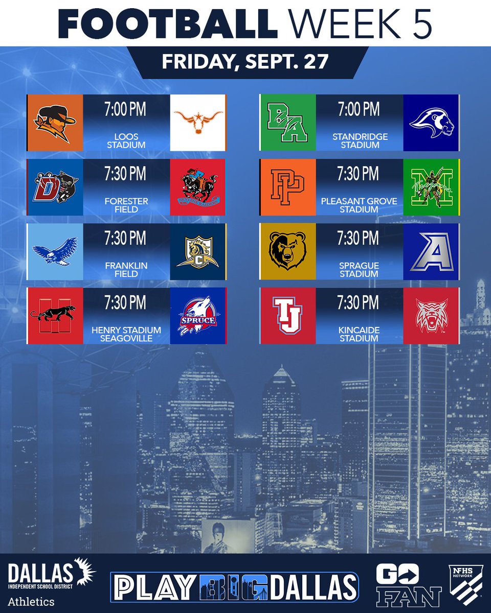 Closing out September with eight games in Dallas ISD. #PlayBIGDallas