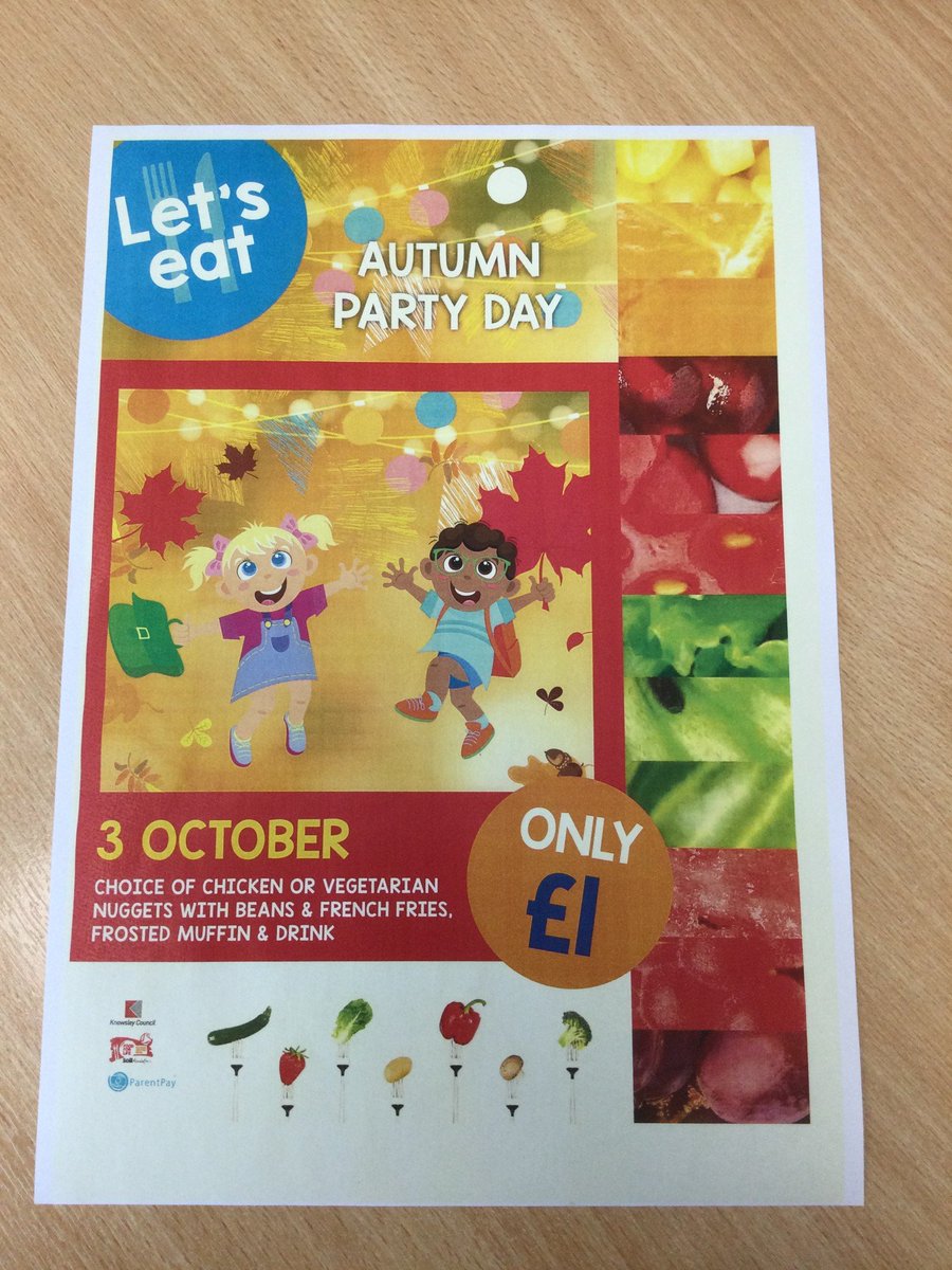halewoodcofe's tweet photo. Next Thursday is £1 party lunch day. 
Chicken or veg nuggets, chips and beans. Muffin and drink. 
Year 3-6 will be charged via Parentpay lunches. Rec - Y2 no charge under Universal Free school meals. https://t.co/EuIkZ4gssX
