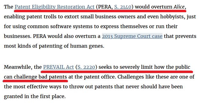AntiSoftwarePat's tweet image. URGENT: Tell Congress: No New Bills For Patent Trolls eff.org/deeplinks/2024… #FixPatents
