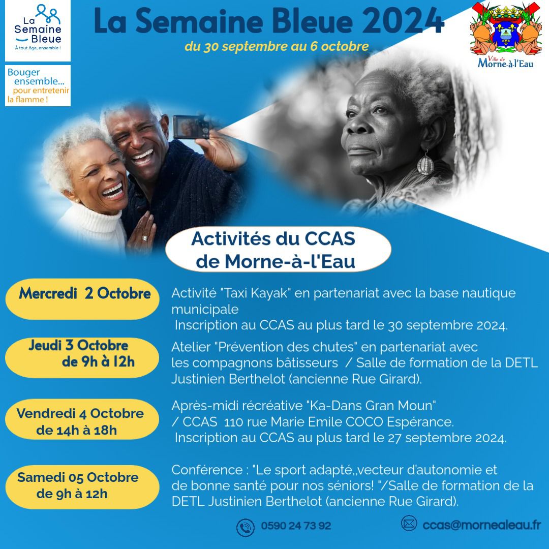 La Semaine Bleue 2024
Du 30 septembre au 6 octobre 
Bouger ensemble pour entretenir la flamme!
