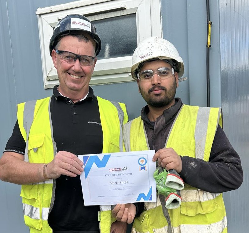 Congratulations to Amrit who is our star of the month for September .  Well done 👏#sgce #loveconstruction #civilengineering