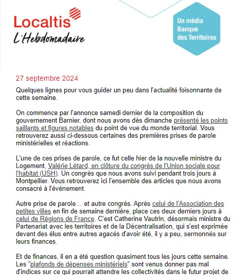 Localtis (@localtis) on Twitter photo A <a href="/localtis/">Localtis</a>, le vendredi, on prépare l'édition quotidienne de lundi... mais on récapitule aussi la semaine qui vient de s'écouler. En un coup d'oeil, accès à une quarantaine d'articles en accès libre. Toujours sous le prisme collectivités et territoires
📌banquedesterritoires.fr/newsletter-l-h… A <a href="/localtis/">Localtis</a>, le vendredi, on prépare l'édition quotidienne de lundi... mais on récapitule aussi la semaine qui vient de s'écouler. En un coup d'oeil, accès à une quarantaine d'articles en accès libre. Toujours sous le prisme collectivités et territoires
📌banquedesterritoires.fr/newsletter-l-h…