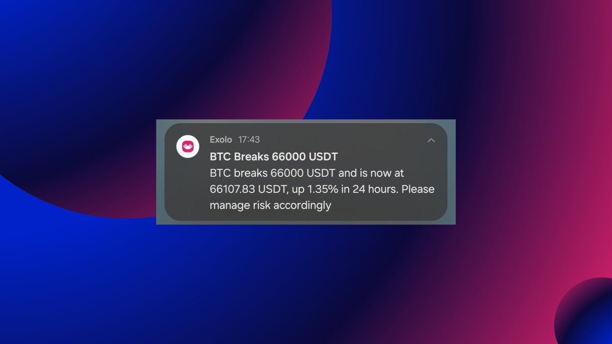 Exolo_official's tweet photo. #Bitcoin breaking $66,000!๐ฅ
Turn on the notifications on #EXOLO app to be the first one who notices!๐ณ