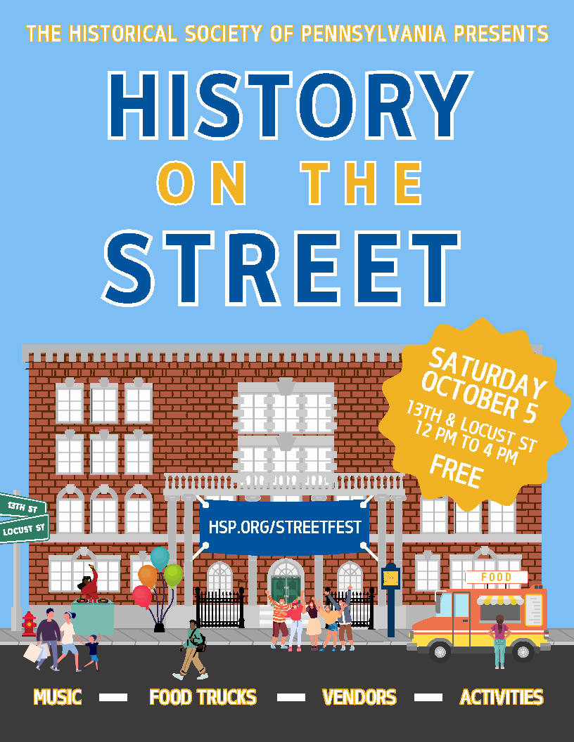 Come visit us at the History on the Street at the <a href="/historicalpa/">Historical Society of Pennsylvania</a>  on 10/5! This community event will feature:
📷 Local food trucks
📷 Unique vendors
📷 Guided walking tours
📷 Curated document displays &amp; more!
Don’t miss this fun-filled day of history, culture, &amp; local flavor!