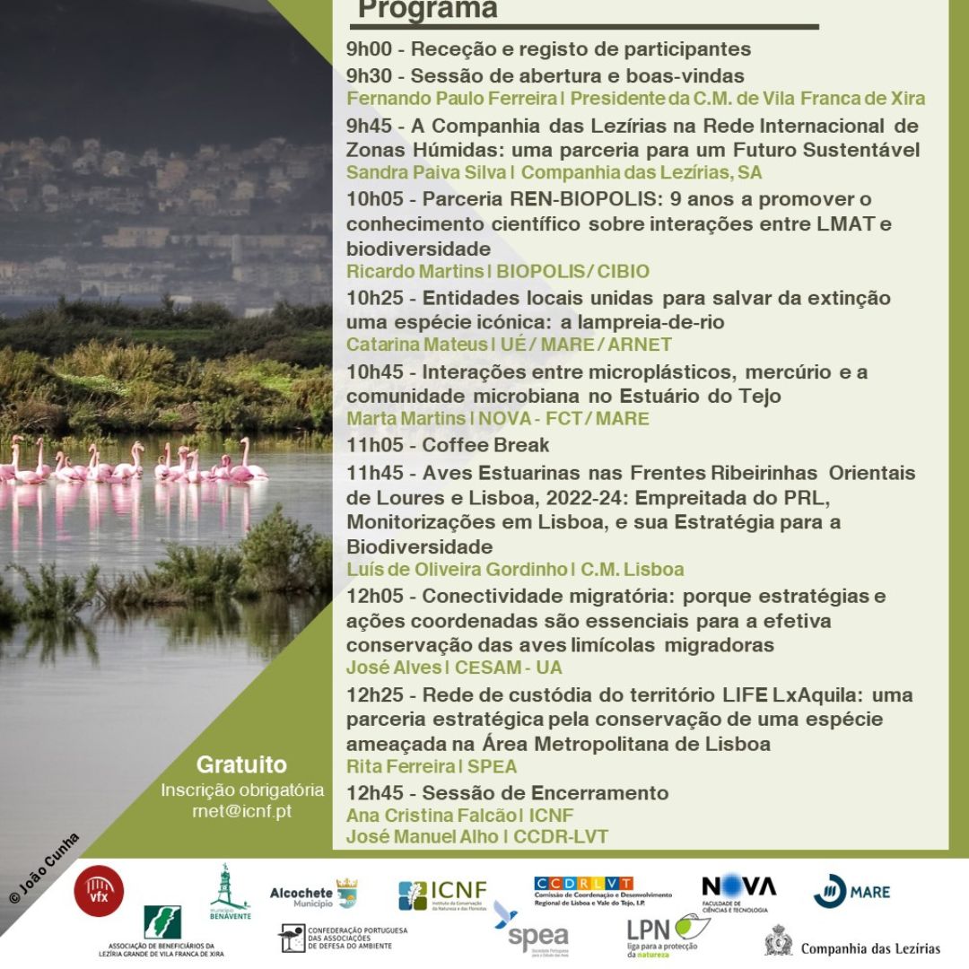 Don't miss the II Forum on the Biodiversity of the Tagus Estuary on October 1st!

The event is co-organized by MARE and will feature the participation of our researchers Catarina Mateus and Marta Martins.

The event is free but registration is compusory