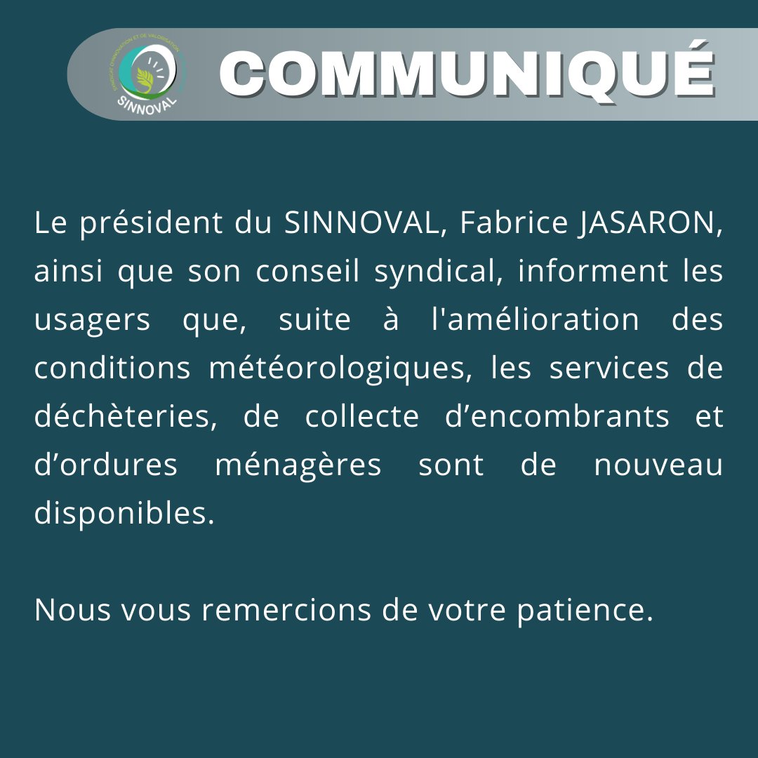 Communiqué du SINNOVAL