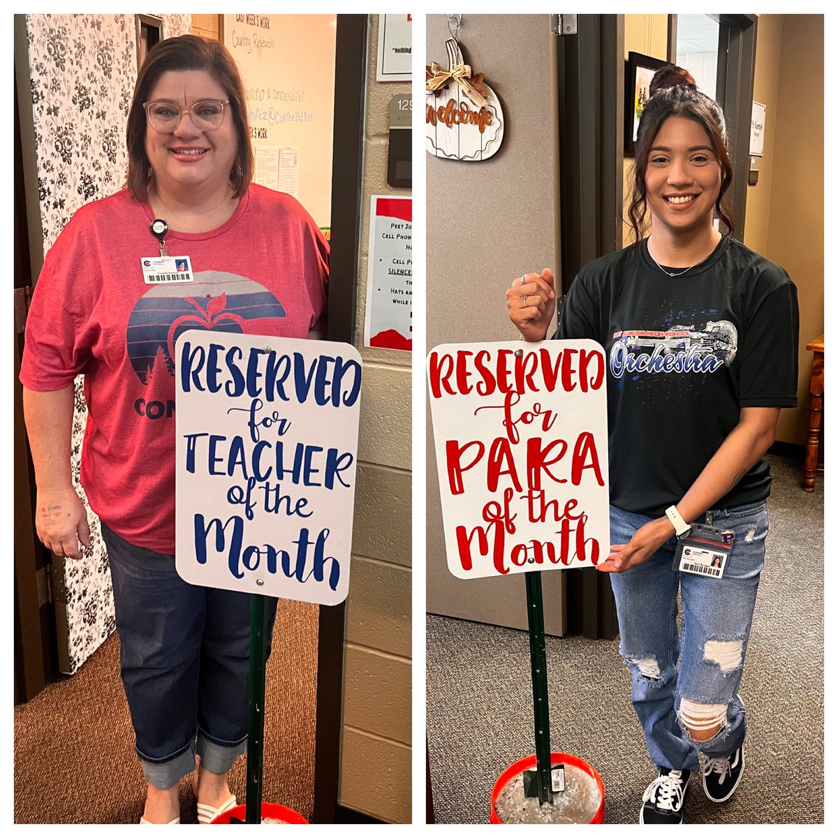 Congratulations to our Teacher of the Month, Mrs. Ramirez and our Para of the Month, Mrs. Benegas. Park wherever you desire. 🚗🚙